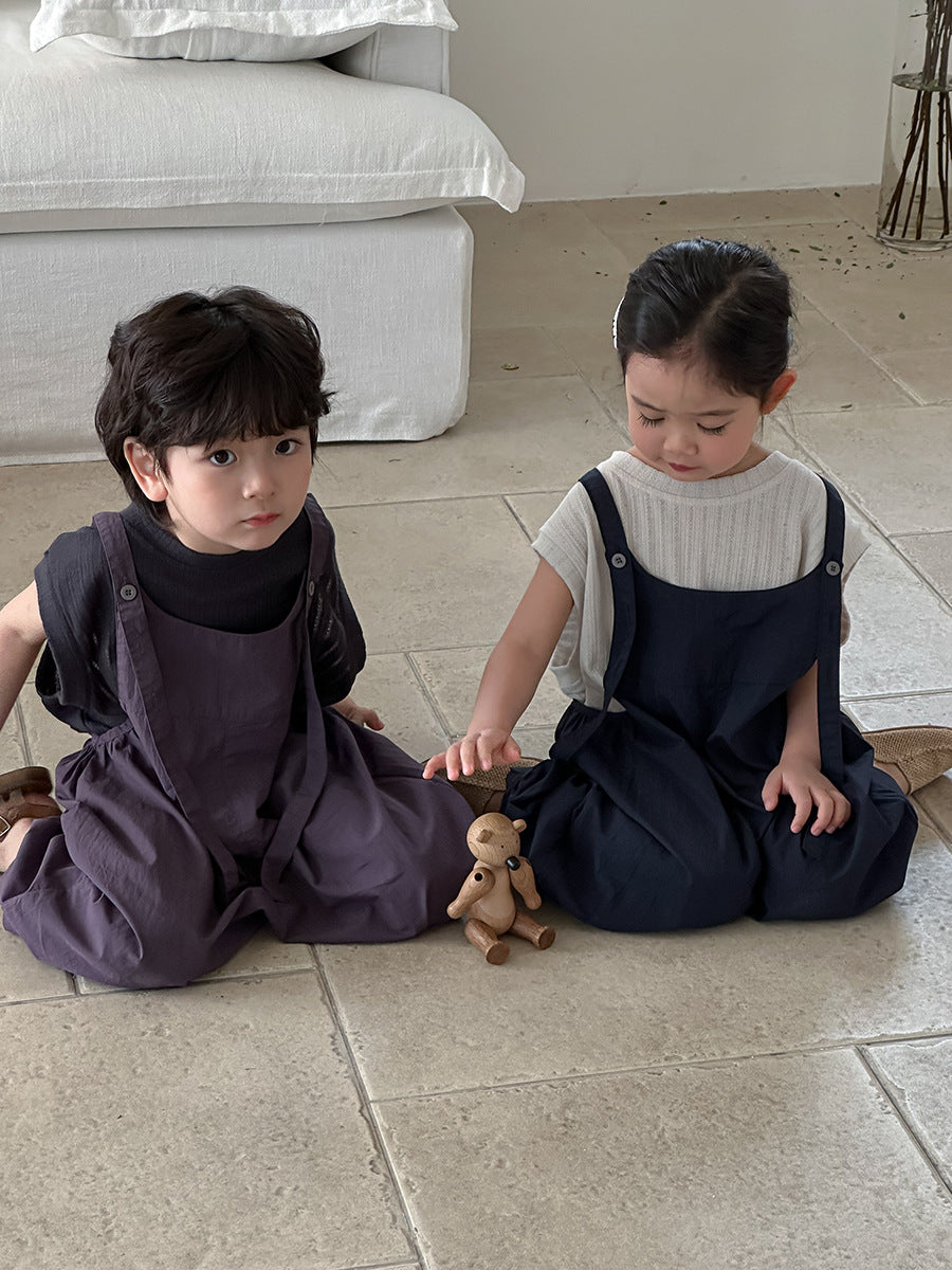 Jiaye Children's Products2025Children's Summer Thin Solid Color Cotton Overalls Boys and Girls Loose Stylish Lantern Pants