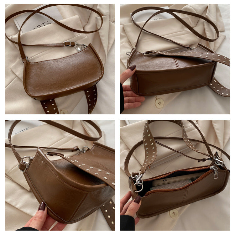 Crossbody Pouch2025Spring New Underarm Bag Niche Handbag Versatile Commuter Single Shoulder Underarm Rivet Women's Bag