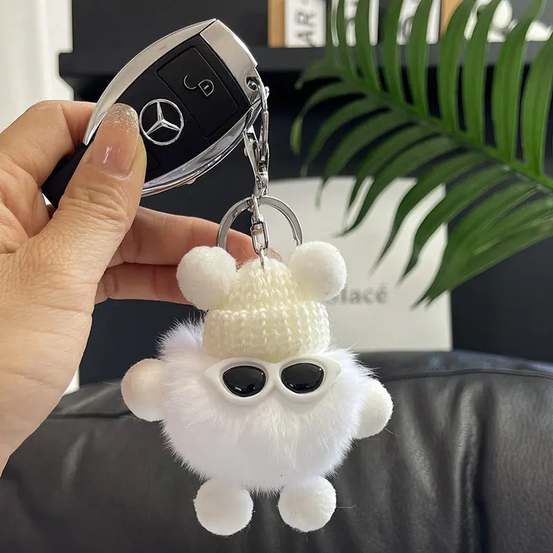 Rex Rabbit Fur Small Coal Ball Keychain Small Pendant Big Eyed Cartoon Plush Backpack Pendant High-end Small Gift http://detail.1688.com/offer/969101839202.html