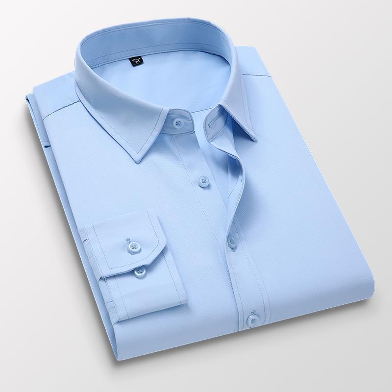 Men's Non-Iron Shirt Plus Size Breathable Business Casual Korean Style Slim Fit Shirt Professional Wear White Long Sleeve Shirt