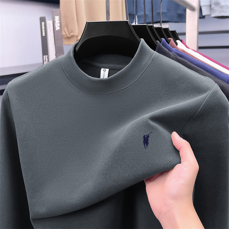 Cross-border foreign trade high-end pony embroidery men's long sleeve t Half Turtleneck Thermal Base Layer Shirt for Men Inner Wear