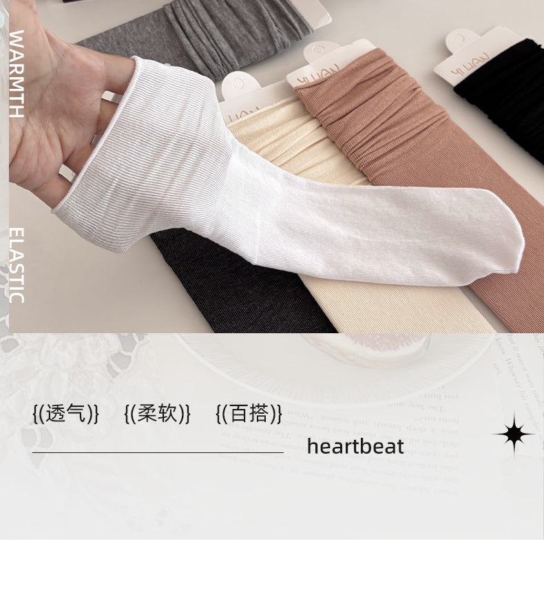 Socks Pure Cotton Women Summer Thin Style Pile Socks Solid Color Mid-Calf Socks Oxygen Cotton Confinement Socks Women Long Socks Zhuji Socks Industry