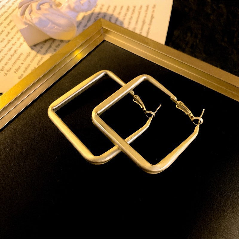 Silver Needle Metal Earrings High-end Simple Stud Earrings Fashion Versatile Light Luxury Unique Niche Earrings Yiwu Wholesale