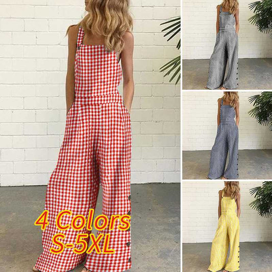 Independent Station European and American2025New Amazon Four-Color Polka Dot Wide-Leg Pants Long Pants Digital Print Backless Jumpsuit