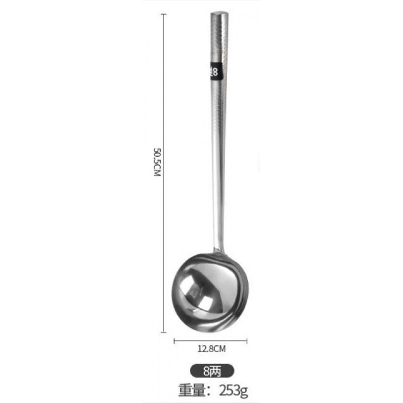 Stainless Steel Stir-Fry Spoon Chef's Stirring Spoon Long Handle Soup Spoon Serving Spoon Stir-Fry Spoon Kitchen Spatula Wooden Handle Pot Spatula Spoon