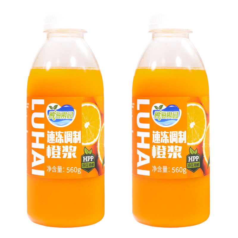Luhai HPP Quick-frozen Orange Juice Bottled1kg Orange Juice without Fruit Pulp C American Sparkling Water Coffee Milk Tea Ingredients