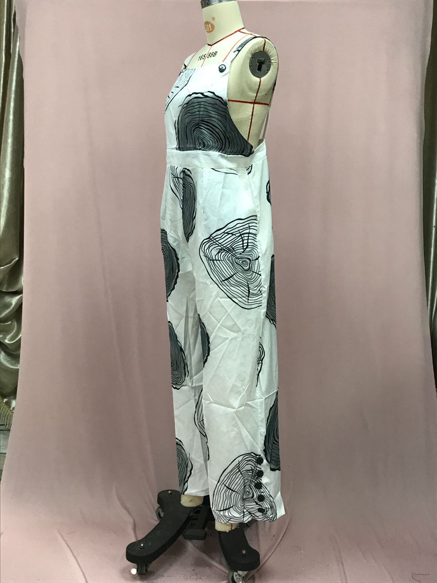 Independent Station European and American2025New Amazon Four-Color Polka Dot Wide-Leg Pants Long Pants Digital Print Backless Jumpsuit