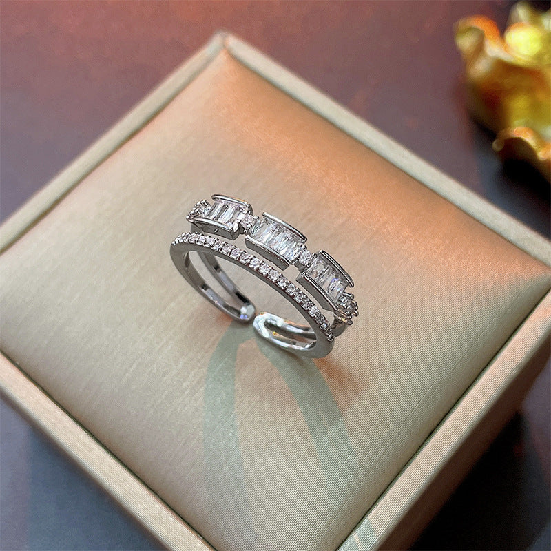 Real Gold Plated Baroque Pearl Tulip Flower Open Ring Korean Fresh Sweet Forest Style Light Luxury Jewelry