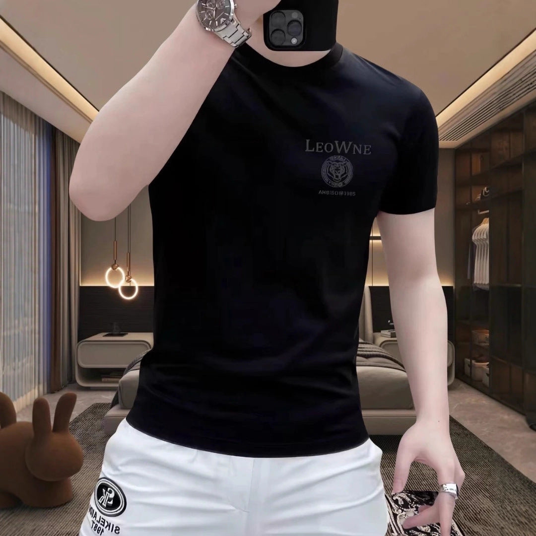 2025New Summer High-End Short Sleeve t Men's Round Neck Loose Fit Plus Size T-Shirt Versatile Top ins Fashion Brand