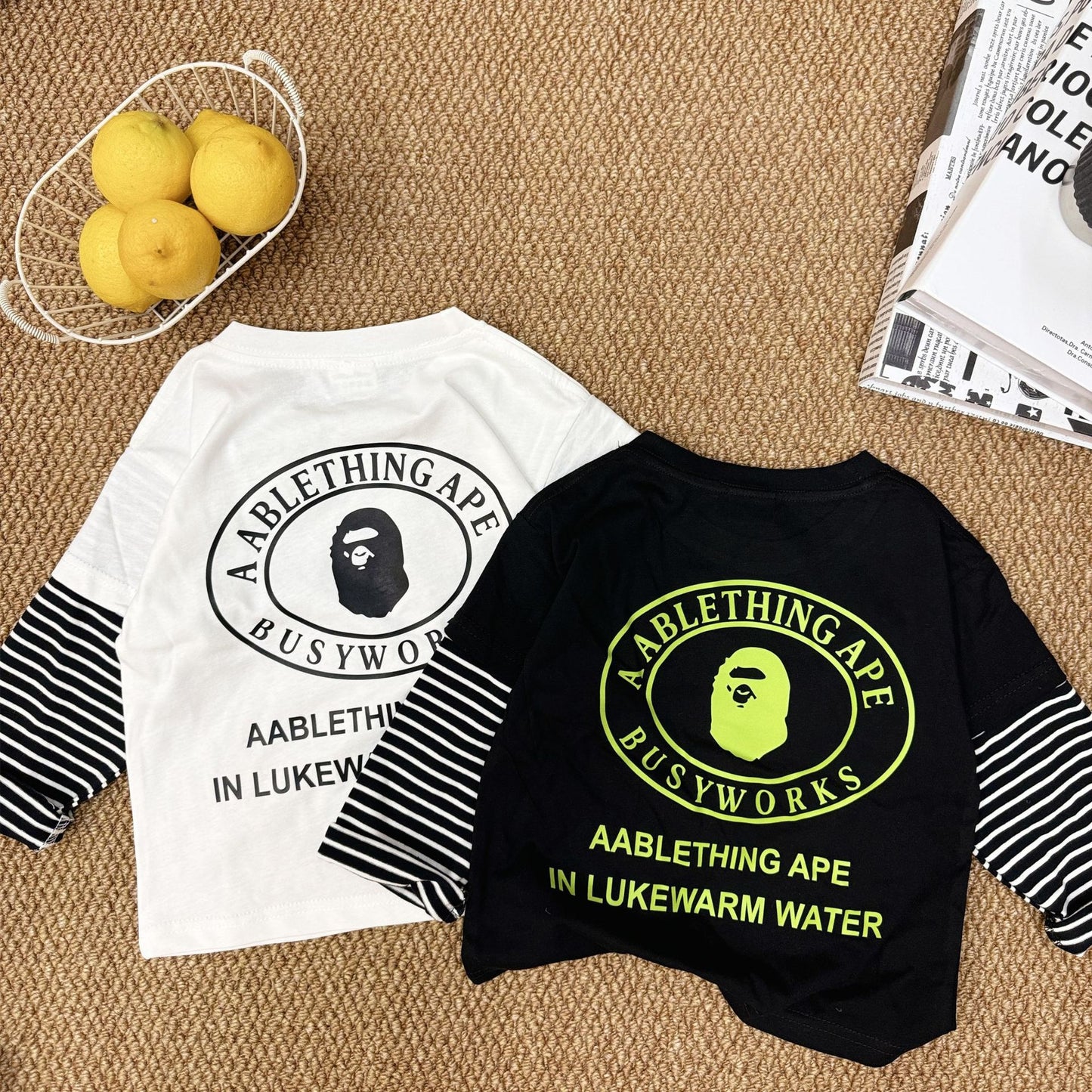 Cross-border Exclusive Children's Pure Cotton T New Long Sleeve T-Shirt for Boys and Girls T T-shirt Baby Round Neck Letter Top Hot Sale