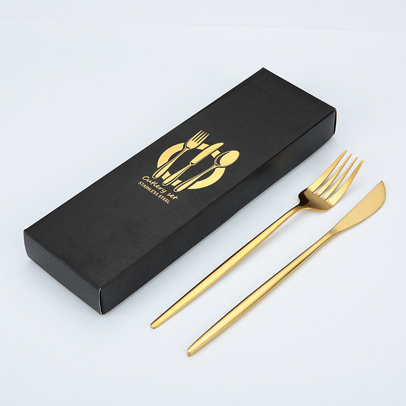 Portuguese Cutlery Stainless Steel Knife and Fork Two-Piece Set Western Steak Knife Fork Spoon Cutlery Gift Box Set Customizable LO
