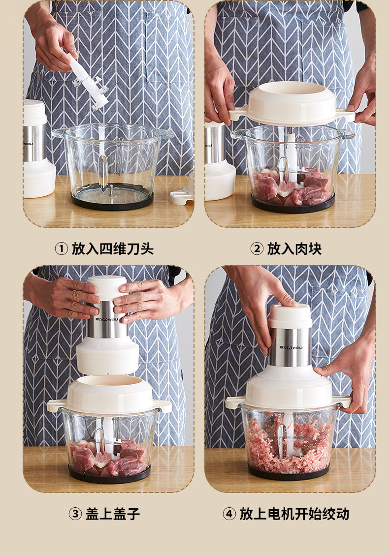 Meat Grinder Household Multifunctional Fully Automatic Electric Mixer Garlic Paste Grinder Food Processor Commercial Use