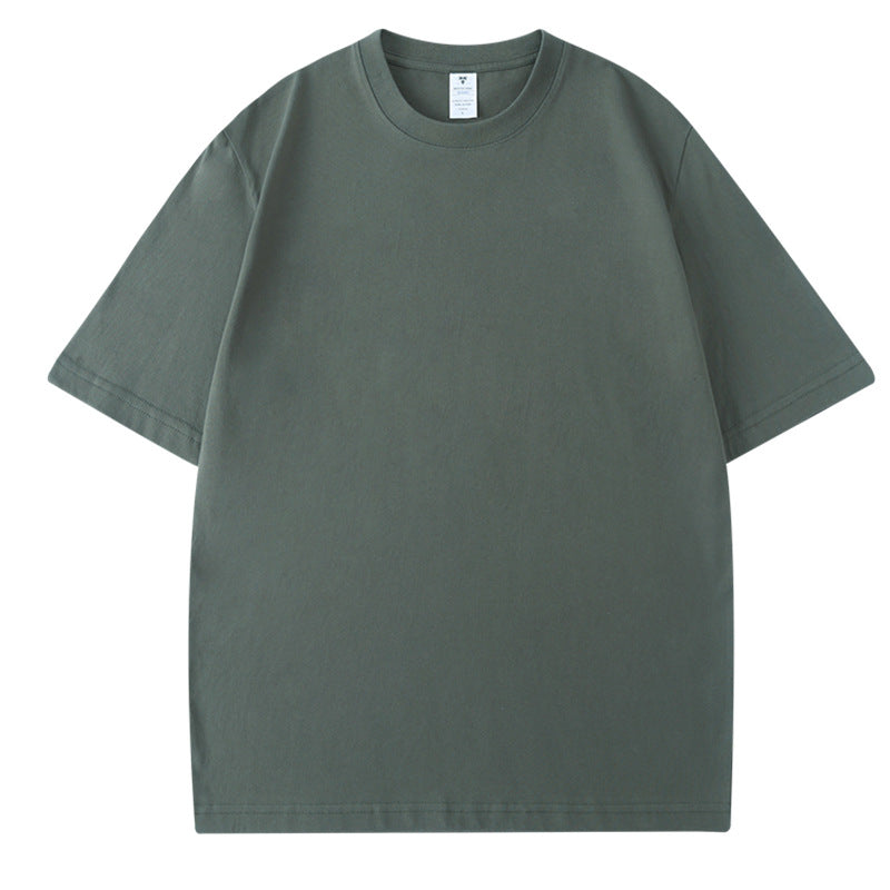 230G Men's Pure Cotton Crew Neck t Short-sleeve Drop Shoulder Cotton Workwear Printed Summer American Style oversize Men's Clothing t