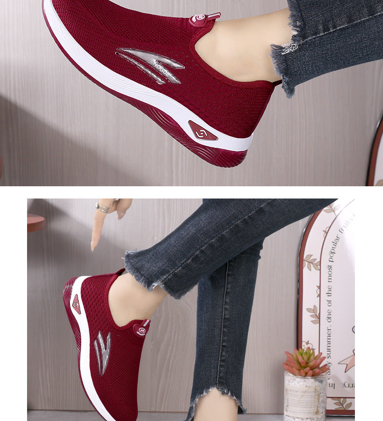Old Beijing Cloth Shoes for Men, Slip-On Woven Surface Walking Shoes, Elderly Shoes, Non-Slip Soft Sole Casual Sports Shoes