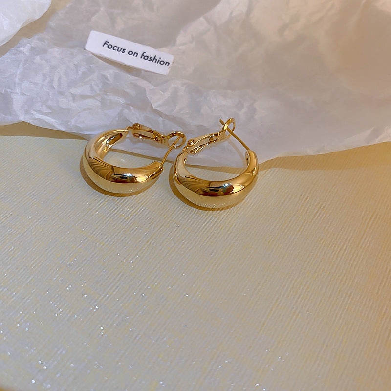 Silver Needle Metal Earrings High-end Simple Stud Earrings Fashion Versatile Light Luxury Unique Niche Earrings Yiwu Wholesale