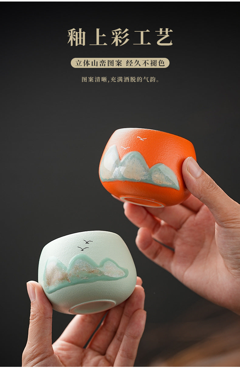 Tea Cup Ceramic Master Cup Personal Single Cup National Trend Forbidden City Cultural Creative Retro Hand-painted Tasting Cup Gift Box Set Souvenir