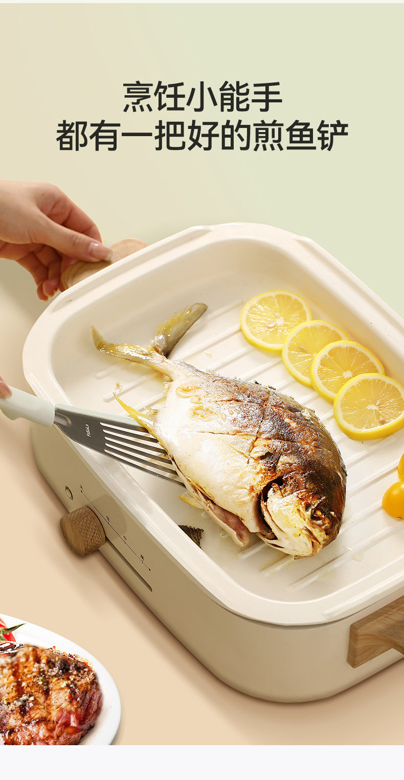FaSoLa Household High-Temperature Resistant Stainless Steel Spatula Kitchen Stir-Frying Fish Non-Stick Pan Silicone Anti-Scald Cooking Spatula