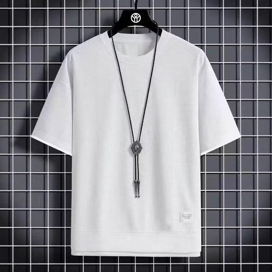 Chaolun Men's Short Sleeve Shirt t Summer Trendy Thin Breathable Shirt T Loose Waffle Short Sleeve Shirt