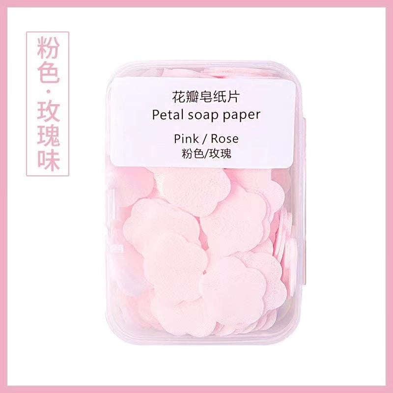 Portable Hand Washing Tablets Soap Paper for Students and Children, Disposable Travel Mini Petal Soap Tablets Boxed