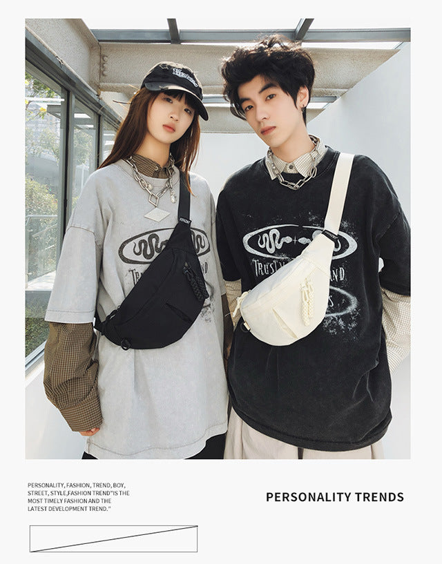 2025Summer New Simple Versatile Large Capacity Canvas Underarm Bag for Outings and Commutes, Niche Design Solid Color Chest Bag