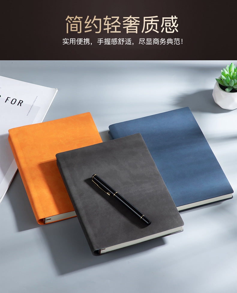 Custom Side Pen Slot Notebook logo Thickened Sheepskin Leather Notebook A5/A6Minimalist Business Journal