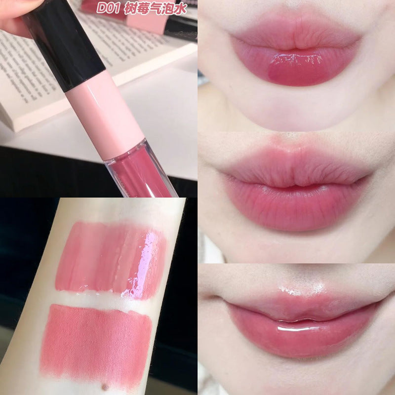 HERORANGE Moisturizing Dual-Ended Lip Gloss Velvet Matte Water Gloss Mirror Double Texture Non-Sticky Lipstick HR499