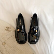 Soft Leather Version~Lancui Thick-Soled Chunky Heel Loafers for Women, Retro Style, Height-Increasing Slip-On Simple Leather Shoes for Petite Women