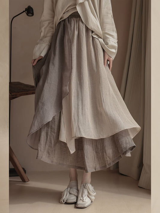 chic Minimalist Wave Long Irregular Patchwork Solid Color Midi Skirt Low Suit Quiet Style Salted Niche