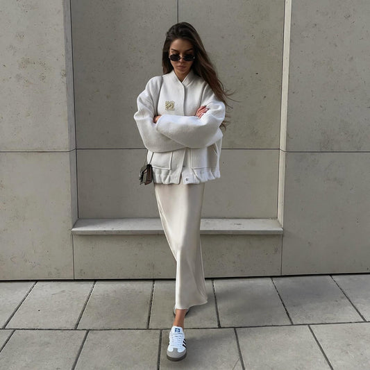 European and American Niche Style Women's Baseball Jacket2024New Style Elegant Casual ins Trendy European and American Style Hot Girl Fashion