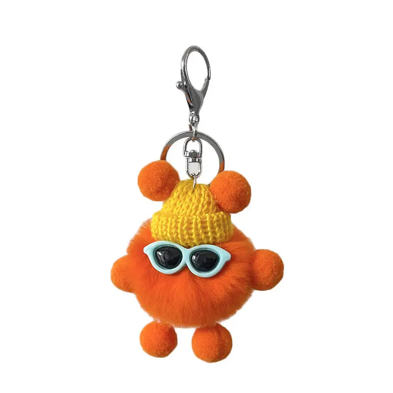 Rex Rabbit Fur Small Coal Ball Keychain Small Pendant Big Eyed Cartoon Plush Backpack Pendant High-end Small Gift http://detail.1688.com/offer/969101839202.html