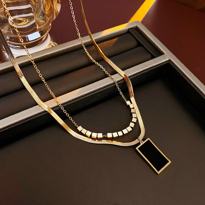 18K Real Gold Plated Moon Heart Pendant Necklace Simple Versatile Elegant Collarbone Chain Light Luxury High-End Necklace