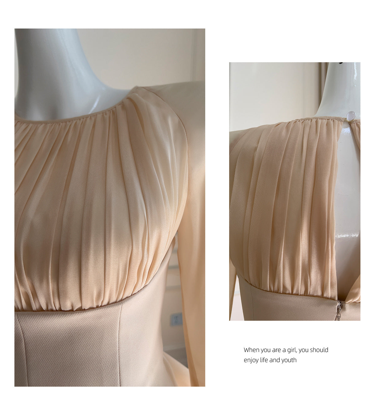 Yige Lila2025Early Autumn New Apricot Waist-Cinching Long Sleeve Coat Paired with Long Skirt 71443+51361