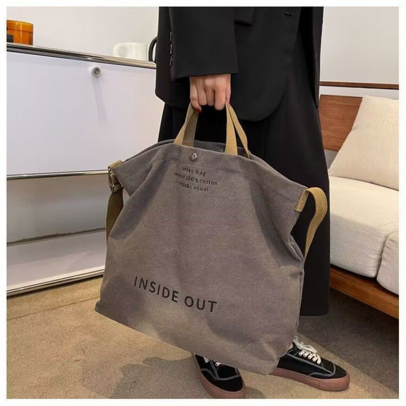 Canvas Crossbody Bag Men's Handbag Commuting Bag Male College Student Class Bag Shoulder Bag Large Capacity Backpack