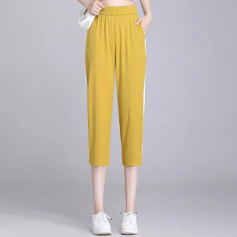 Ice Silk Quick-Dry Pants for Women2025Summer New Trendy Sports Pants Casual Harem Thin Seven-point Women's Pants