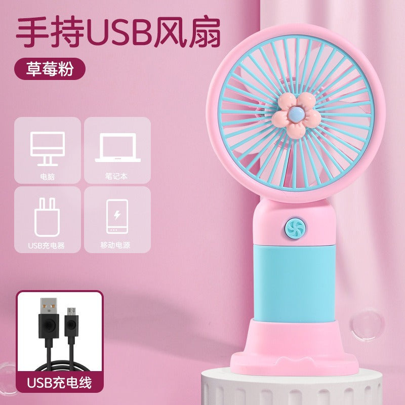 Children's Small Handheld Fan Student Gift Portable Cartoon Mini Portable Rechargeable Small Desktop Fan