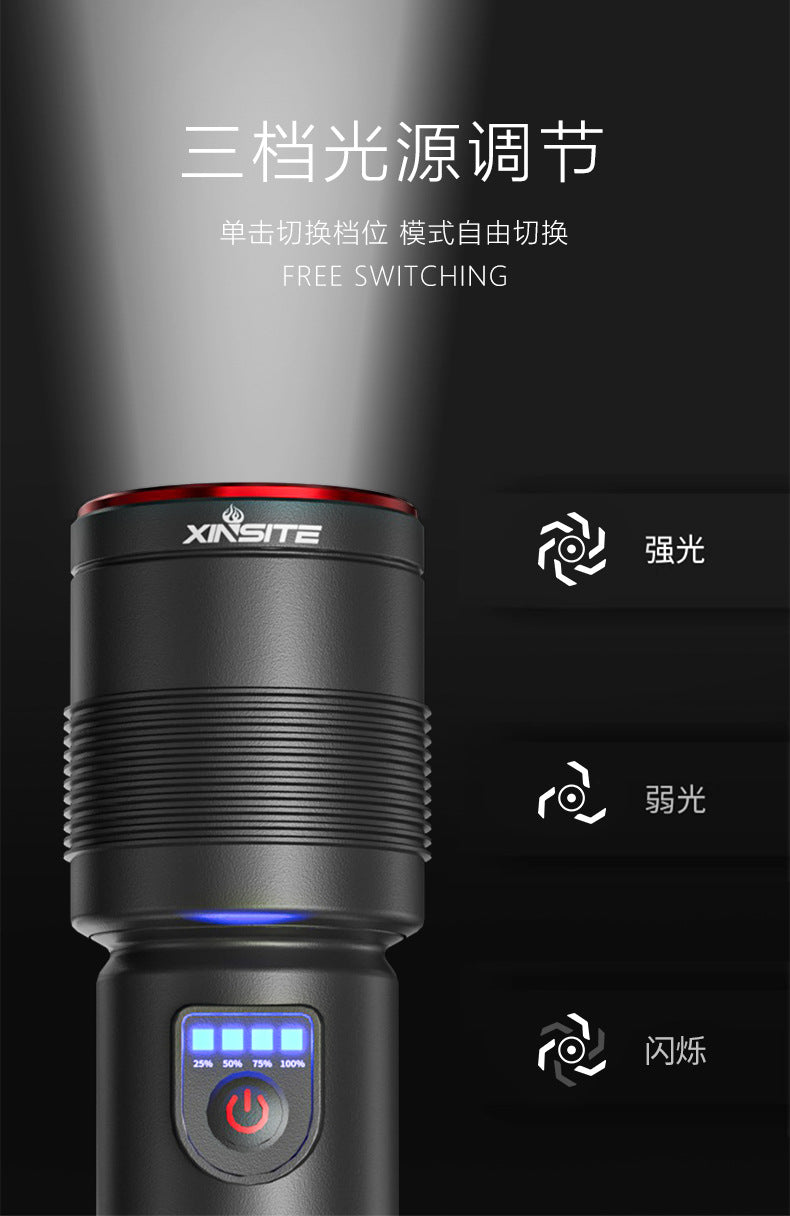 Cross-border Hot-Selling White Laser High-Intensity Side Light COB Zoom Long-Range Multi-Function Flashlight