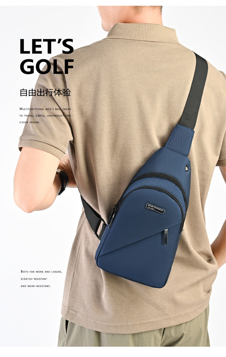 Silk Chest Bag Autumn New Large Capacity Casual Men's Bag Lightweight Simple Water-Resistant Oxford Cloth Crossbody Backpack