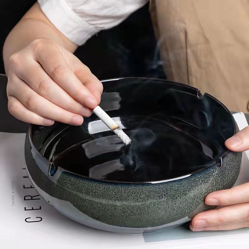 Large Ashtray Creative Personality Ceramic Ashtray Home Retro Chinese Style Living Room Light Luxury Office Trendy Ashtray