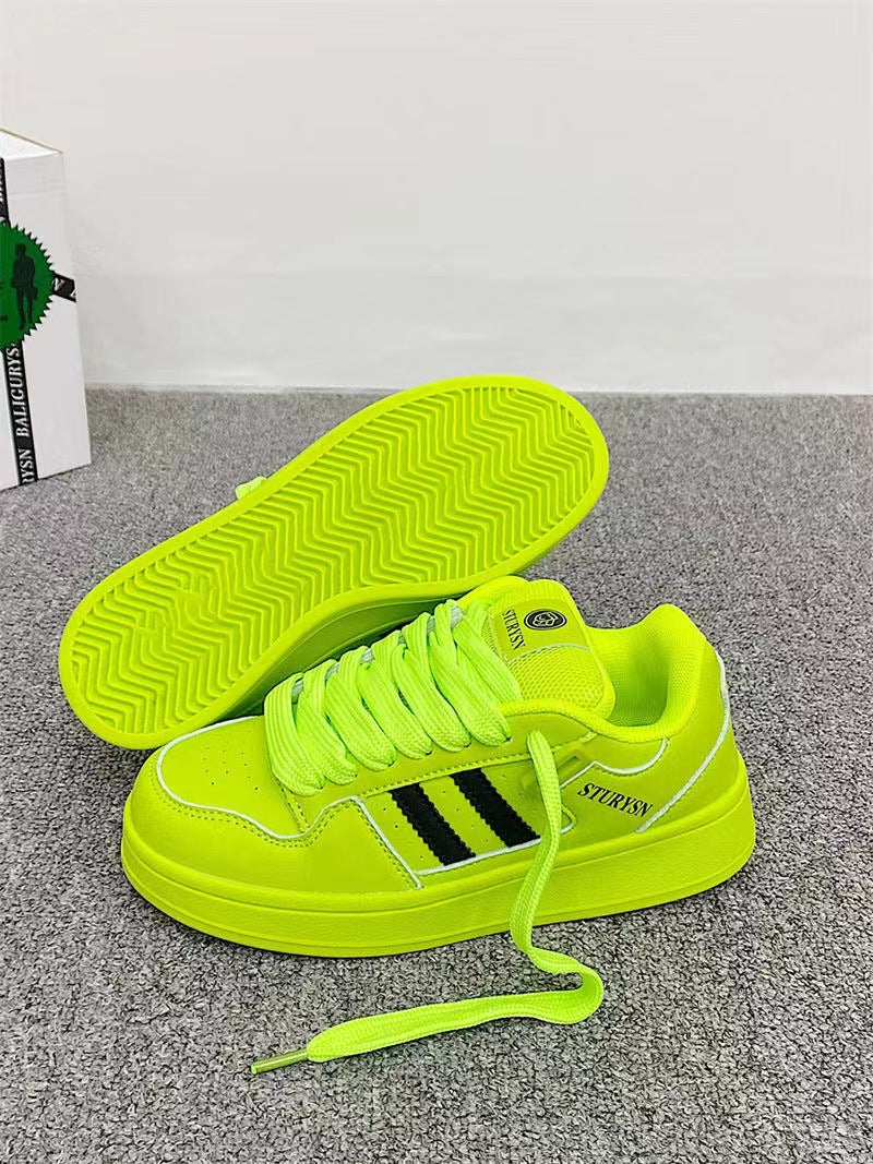 National Trend Dopamine Color Block Loafers for Women ins  Niche Design Thick-Soled Casual Sneakers2025New white shoes