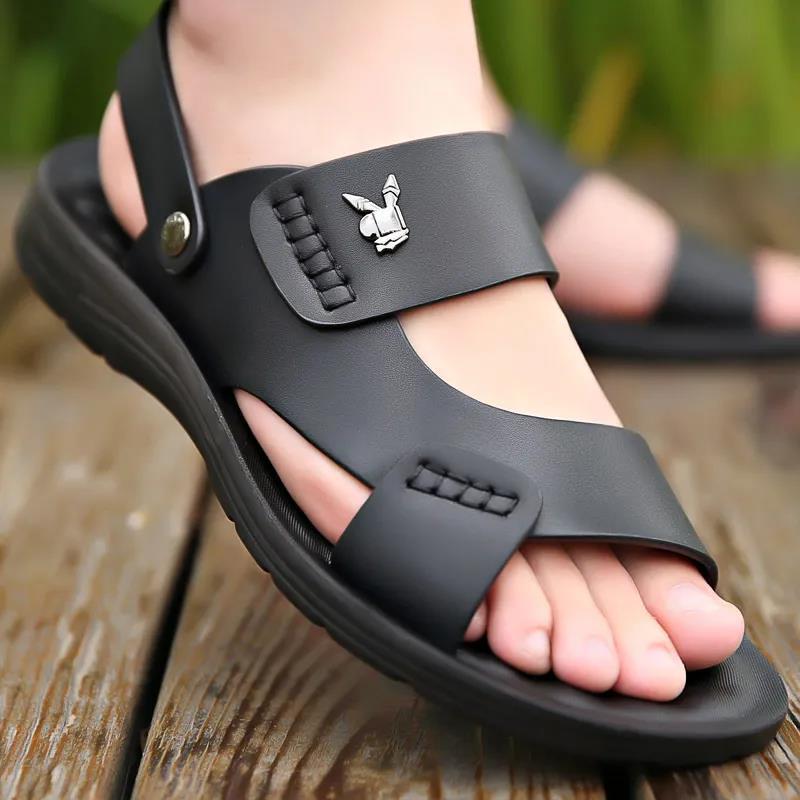Men's Sandals Summer Soft Leather Soft Sole Anti-Slip Beach Shoes2023New large size casual dual-use outdoor sandals