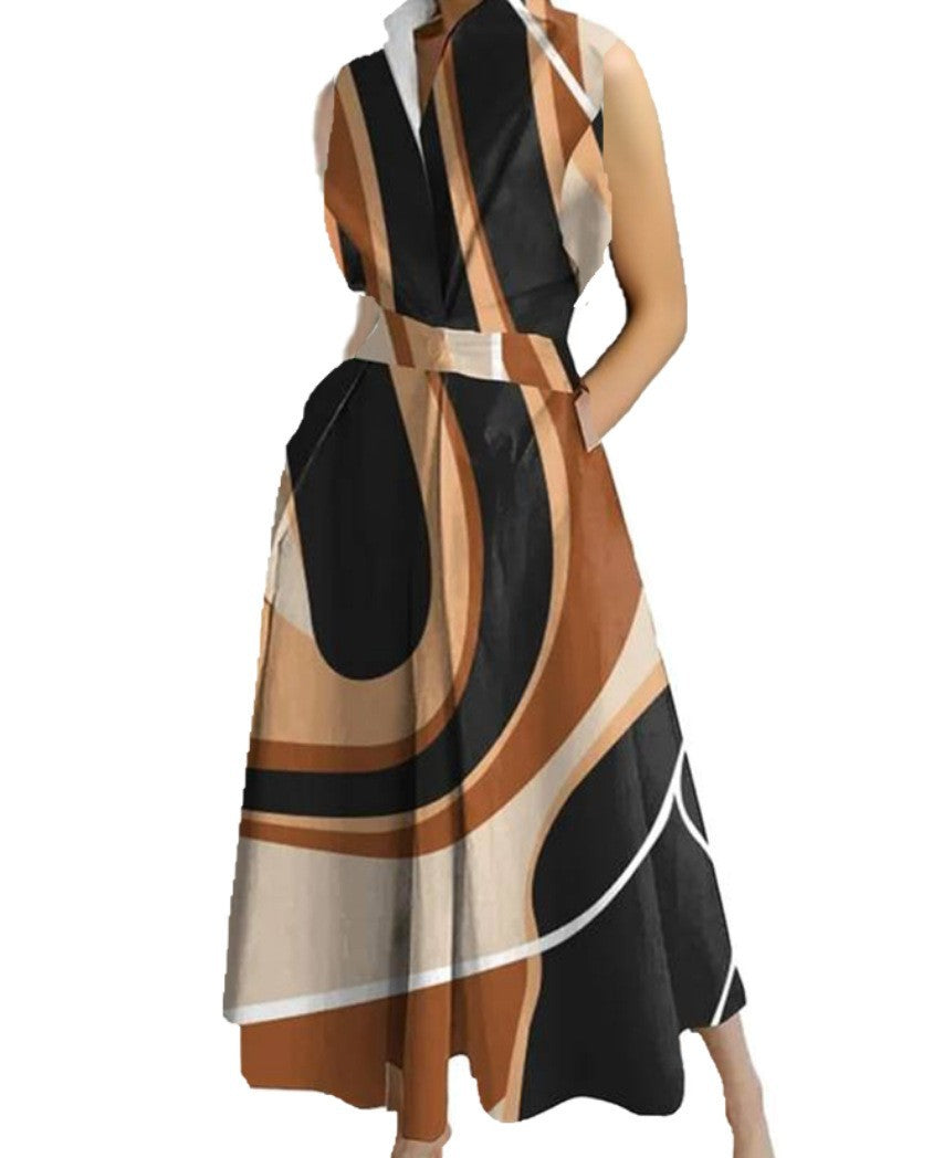Cross-border New Style Foreign Trade Medieval Retro Plus Size Fashion POLO Loose Collar Wide Hem Women's Dress Wholesale
