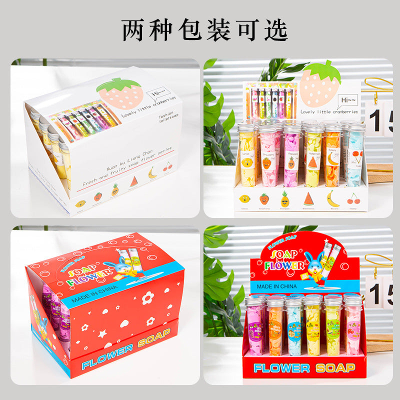 Outdoor Portable Hand Washing Travel Disposable Paper Soap Tablets Test Tube Soap Flower Soap Paper Bottle Flower Shape Soap Tablets