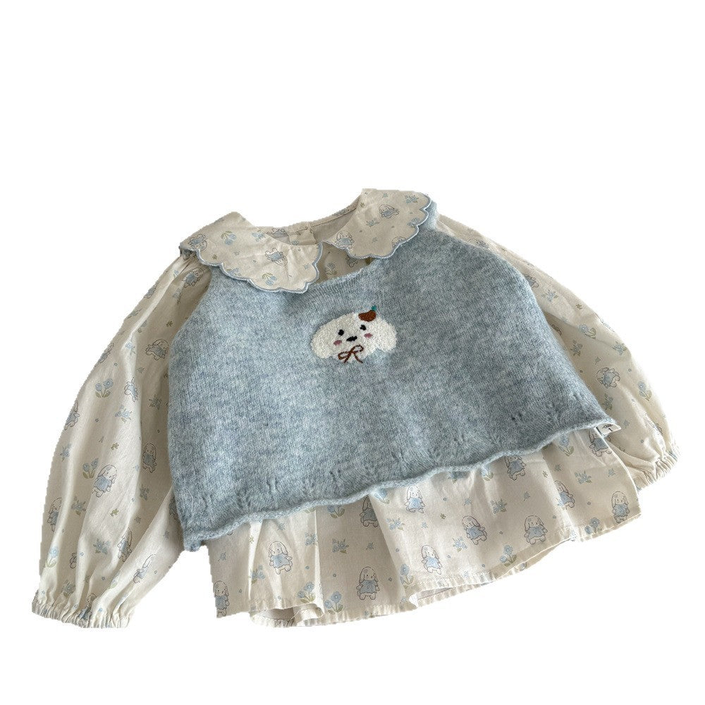 Sweet Little Girl Autumn Outfit New Style Baby Girl Autumn Korean Style Top Two-Piece Set Children's Autumn Clothing