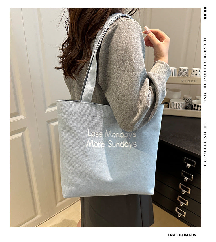 Vintage American Style Canvas Bag ins Large Capacity Student Commuter Artistic Single Shoulder Bag for Class Tote Bag for Women
