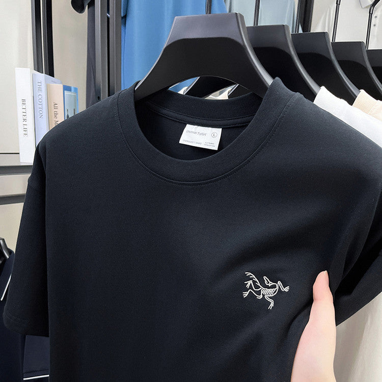 Cotton Short Sleeve T Men's T-Shirt Ancestor Bird Same Style Embroidered Fashion Wholesale Men's Round Neck Summer Thin T-Shirt