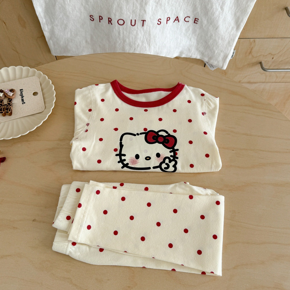 Girls A Pajama Set2025Autumn Girls Korean Style Homewear Baby Cute Cartoon Print Two-Piece Set Trendy