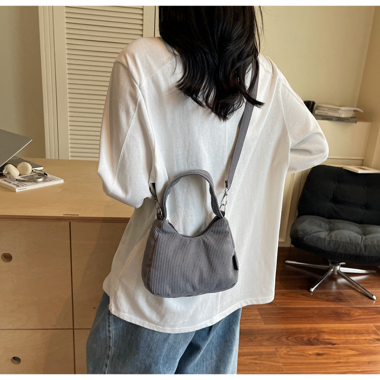 2024New Casual Large Capacity Women's Shoulder Bag Trendy Corduroy Versatile Crossbody Bag Trendy Bag Cross-Border Hot Item