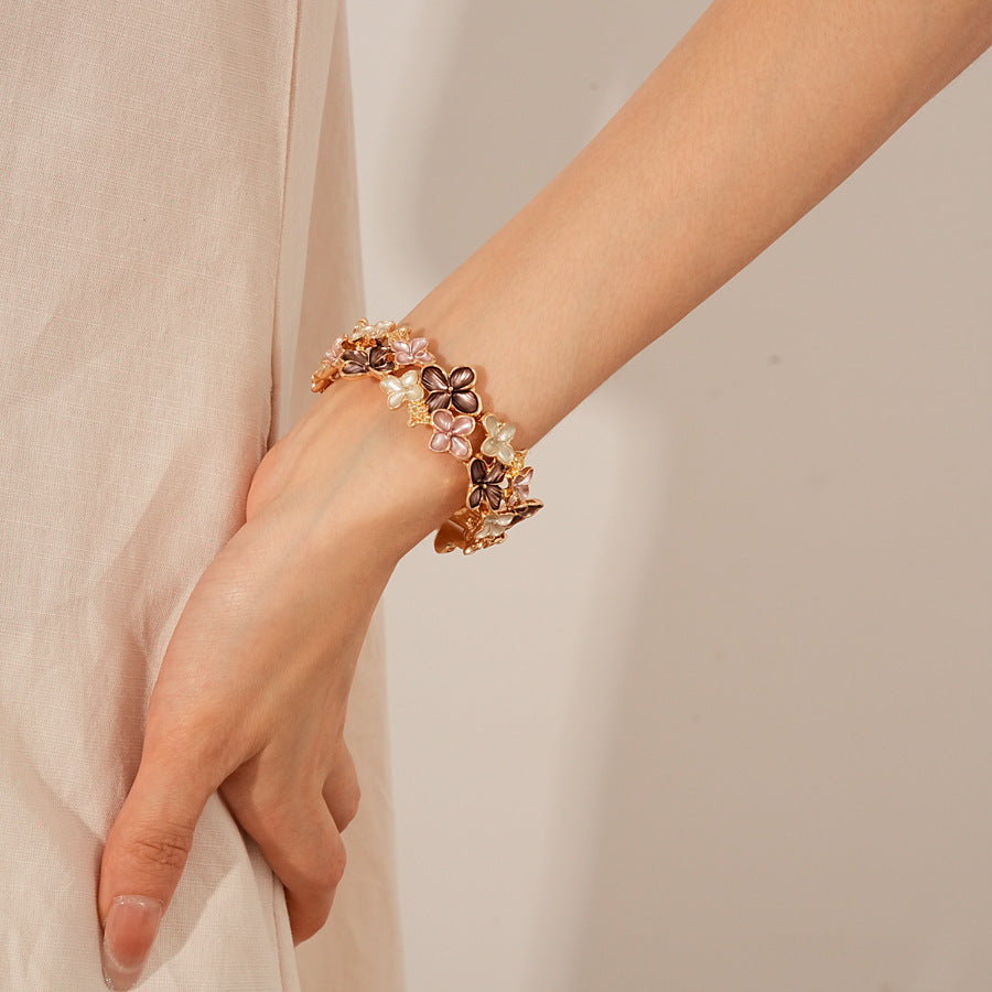 Irregular Geometric Oil Drop Flower Elastic Bracelet European and American Cross-Border Personality Design Bracelet Niche High-End Feel Jewelry