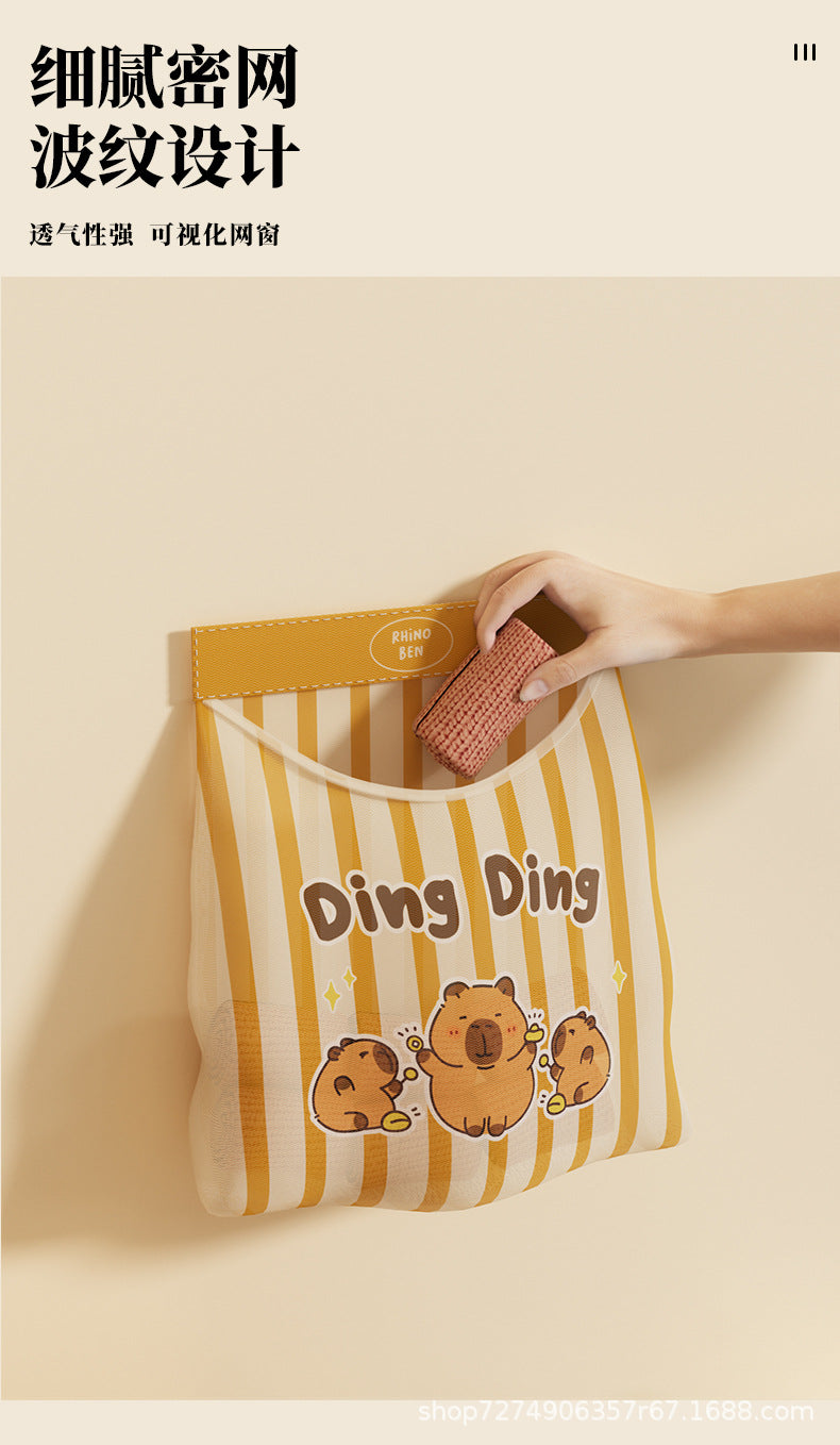 Magic Tape Sock Storage Bag Hanging Bag Door Back Storage Trash Bag Wall Hanging Miscellaneous Pocket Plastic Bag Storage Wall Hanging