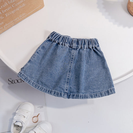 Children's clothing for girls stylish denim skirt for toddlers2025Spring and Summer New Korean Style Versatile Short Skirt for Children Trendy